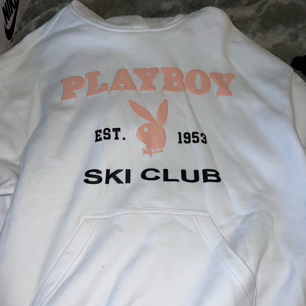 playboy by pacsun ski club white hoodie